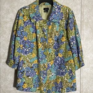 R.Q.T Woman Colorful 3/4 Sleeves Button Front Blazer Jacket with Pockets